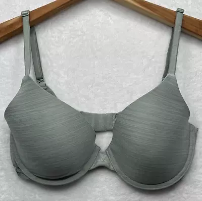 Victoria's Secret Bra Women's 32D Uplift Semi Demi Padded Green Stripe Stretch • $8