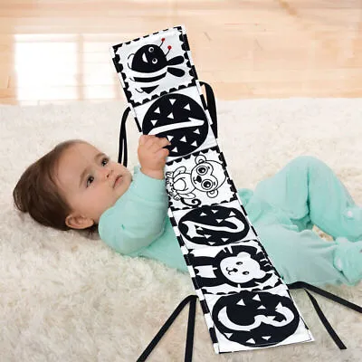 Black And White Baby Sensory Toys High Contrast Baby Cot Cloth Fabric Soft Book • £5.79