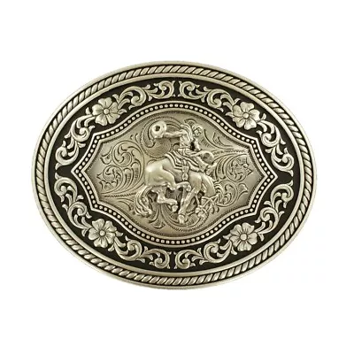 Nocona Silver Scroll & Cowboy Oval Belt Buckle 37709 • $25