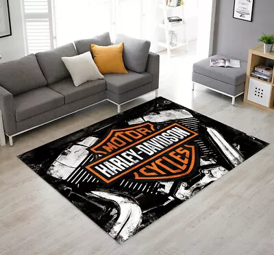 Harley Davidson Rug Biker Rug Motorcycle Rug Harley Decor Usa Flag Carpet • $32.55