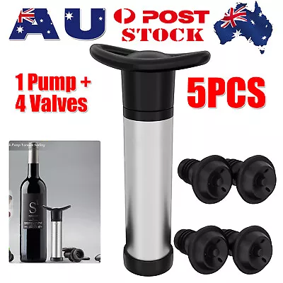Wine Saver Vacuum Pump Sealer Preserver Set With 4 Valves Air Bottle Stoppers + • $11.50
