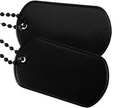 Black Military Army Blank Dog Tag Set W/ Black Ball Chains • $5.99