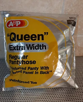 Vintage A&P Grocery Store Queen Size Regular Pantyhose Extra Width Tan Plus Size • $12.99