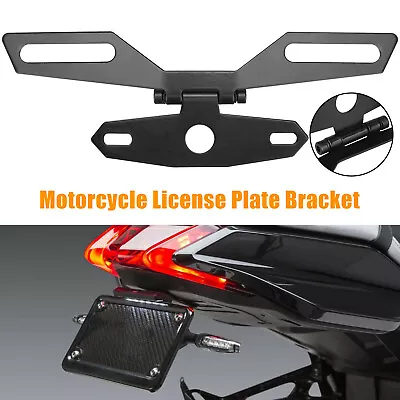 Universal Motorcycle Folding License Plate Bracket Rear Tail Light Holder Mount • $7.98