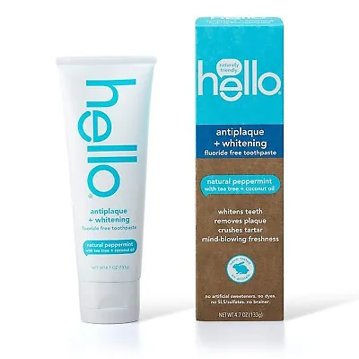 New Hello Antiplaque + Whitening Fluoride Free Toothpaste - 4.7 Oz • $8.99