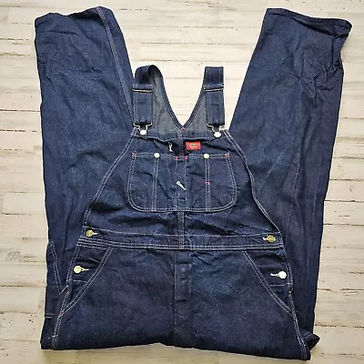 Dickies Bib Overalls Men's 34x32 Blue Carpenter Farmer Denim Dark Wash • $24.99