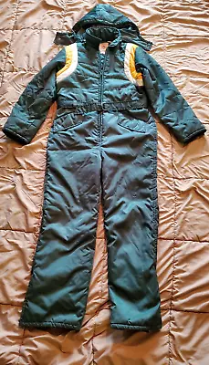 *RARE*VTG '80s Fashioned Sportswear  SNOWMOBILE Suit YOUTH 18/Men's SM-GREEN • $136.26
