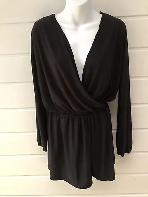 $4 • Buy HONEY PUNCH Black Stretch Long Sleeve Jumpsuit - Large