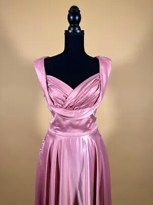 Lindy Bop Octavia Pink Icing Satin Glorious 50s Dress Size 10 BNWT • £50