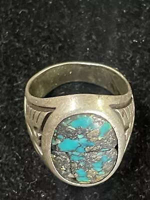 Sterling Silver Native American Thunderbird Ring Turquoise By Bell Size 8.5 • $150