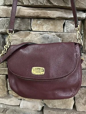 MICHAEL KORS BEDFORD Burgundy Wine Pebbled Leather FLAP SHOULDER BAG Handbag • $85