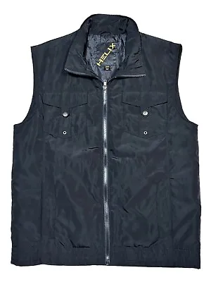 Helix Vest Mens Size L Large Full Zip Pockets Biker Grunge Punk Black • $19.95