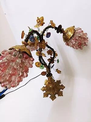 Vintage Mid-Century Modern Grape Cluster Lamp Hand-Blown Glass & Brass • $349