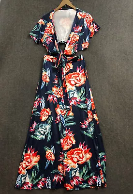 Unbranded Womens V-Neck Floral Printed Side Slit Two-Piece Maxi Dress Sz M NWOT • $18.99