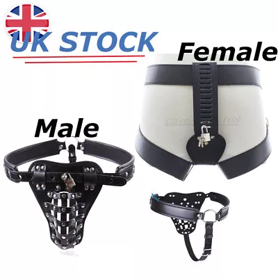 Faux Leather Female Chastity Belt Harness Restraint Underwear Lock Device BDSM • £11.99