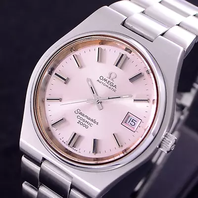 Vintage Omega Seamaster Cosmic 2000 Automatic Pink Dial Date Men's Watch • $980