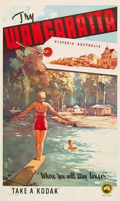 1949 Wangaratta Australia Retro Travel Poster Decorative Art Poster • $16.72