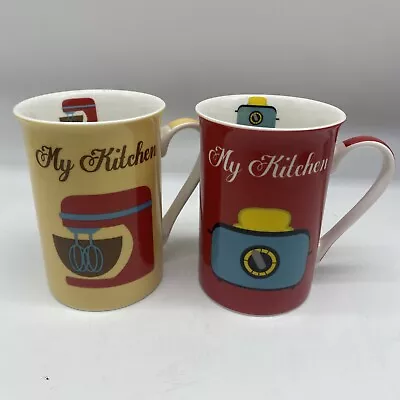 Easy Life Dora Papis Mug My Kitchen Mugs Retro Appliances Style 12oz Red Yellow • $22