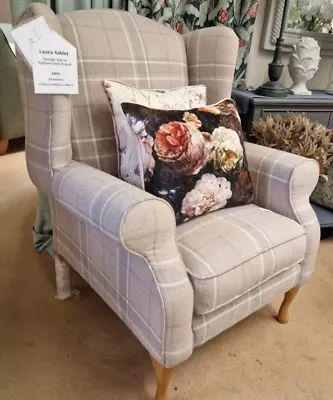 Denbigh Wingback Back Chair In Laura Ashley Highland Check Natural Fabric • £895