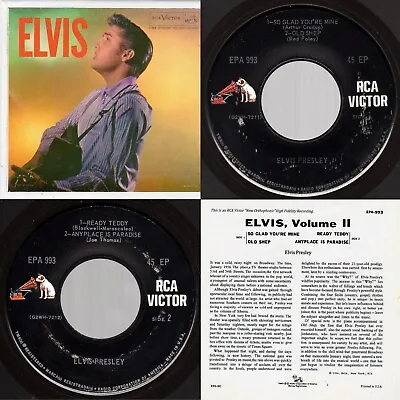 (DOS EX/EX)  Elvis Presley  Elvis Volume 2  RCA Victor EPA-993 1965 Rockabilly • $148