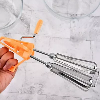 Hand Crank Egg Beater Stainless Steel Rotary Hand Whisk Manual Egg Mixer • £5.75