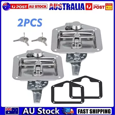 2X Folding T Handle Lock Latch Trailer Truck Paddle Tool Box Stainless Steel • $36.47