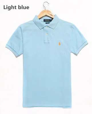 Ralph Lauren Men Polo Shirt Polo T-Shirt Tops Casual Shirts With Logo Cotton UK • £19.85