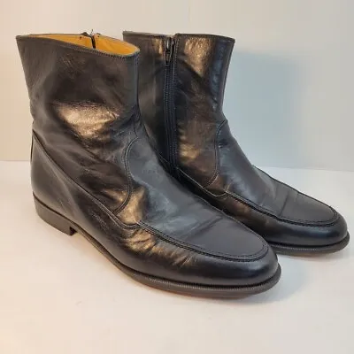 FLORSHEIM Royal Imperial Mens Side Zip Leather Ankle Boots Size 7 EEE Black • $37.97