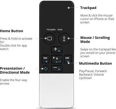 TNP Bluetooth Remote Control For IPad IPhone - Trackpad Media Presenter For IOS • £25