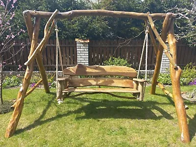 Solid Hand Made Wooden Garden Bench Oak Elm Acacia - The Swing • £610