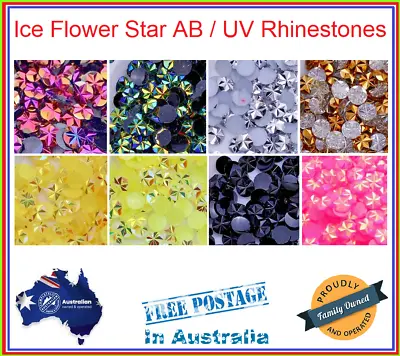 Ice Flower Star Pattern Round 5mm AB Nail Craft Rhinestones Flat Back Non-Hotfix • $2.33