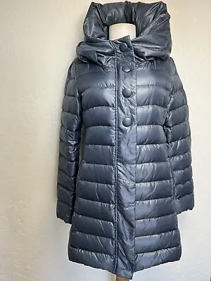 Max & Co Max Mara Down Filled Quilted Puffer Coat US Sz 4 Blue Pockets Collared • $69.95