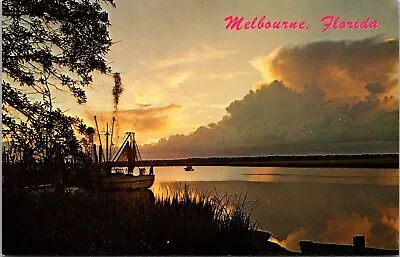 Melbourne Florida Shrimp Boats Sunet Ernest Ferguson Unposted Vintage Postcard • $2.75