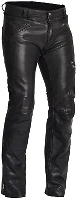 Halvarssons Rider Mens Black Reinforced Leather Retro Motorcycle Motorbike Pants • £328.95