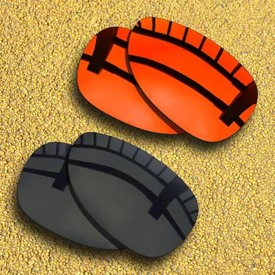 2 Pairs Polarized Lenses Replacement For-OAKLEY Felon-Solid Black&Orange Red • $15.79