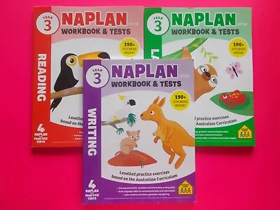 NAPLAN-style YEAR 3 WORKBOOK & TESTS X 3 - READING LANGUAGE CONVENTIONS WRITING • $36.49