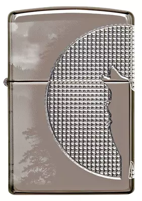 New Zippo Lighter Howling Wolf Silhouette Armor®Black Ice Photo Image Gift/Boxed • £117.40