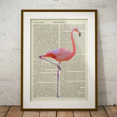 Flamingo Book Page Minimalist Pop Art Modern Retro Gift Print Poster A1 A2 A3  • $22.35