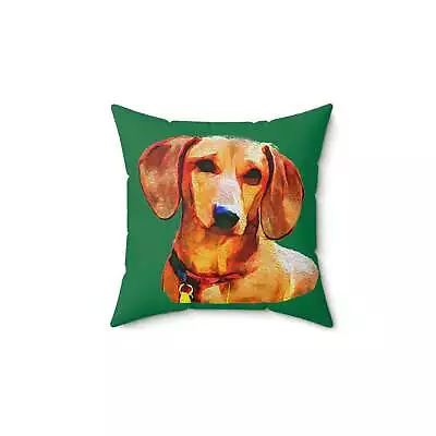 Dachshund 'Daisy'  -  Spun Polyester Throw Pillow • $22.79