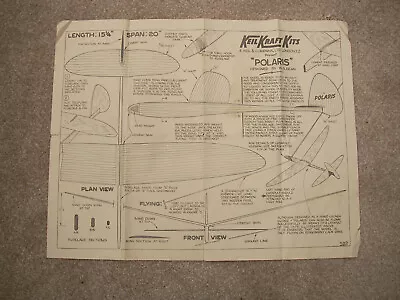 Keil Kraft Kit Plans Of The Polaris A Chuck Glider Model Of 20  Wingspan • £4