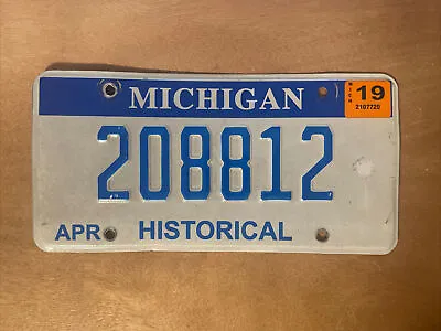 2019 Michigan License Plate Historical # 208812 • $10.49