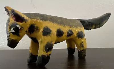 VTG 1970s Oaxacan Animal Yellow Black Paper Mache Mexico Folk Art Paint Wolf Dog • $17.57