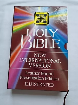 Holy Bible 100 Leather Bound  Presentation Illustrated Edition 1989 Bible Study • £24.99