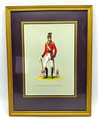 PRINT BRITISH UNIFORMS OF THE NAPOLEONIC WARS NO.5. GOLD TONE FRAME. GLAZED 70s • £7.99