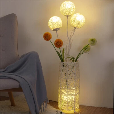 £50.96 • Buy Modern Globe LED Floor Standing Lamps Rattan Shrouded Light Ball Tree Handmade