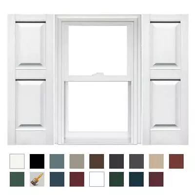 1 Pair Of Mid America CUSTOM Raised Panel Vinyl Shutters 14.5in Width (36-48  L) • $154.62