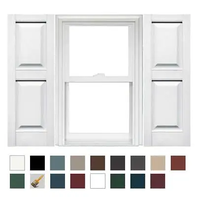 1 Pair Of Mid America CUSTOM Raised Panel Vinyl Shutters 16.5in Width (36-48  L) • $166.33