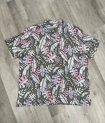 Tommy Bahama Hawaiian Button Front Shirt Island Zone Palms Silk Blend Men XXL • $19.99