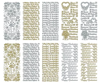 Peel Off Stickers - Family Anniversaries Graduation Get Well  -  Gold/Silver • £2.45