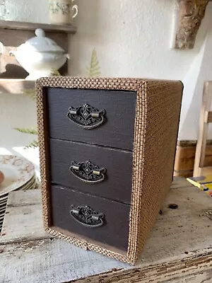 Farmhouse Vintage Shabby Salvage Mini Chest Drawers Jewelry Box Desk Organizer • $59